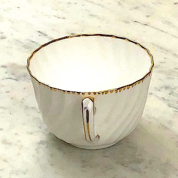 OLD GRECIAN FLUTE GOLD CUP & SAUCER SET VINTAGE GLADSTONE MADE IN ENGLAND BONE - Picture 11 of 16